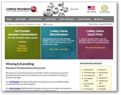 LotteryNumbersPro Homepage